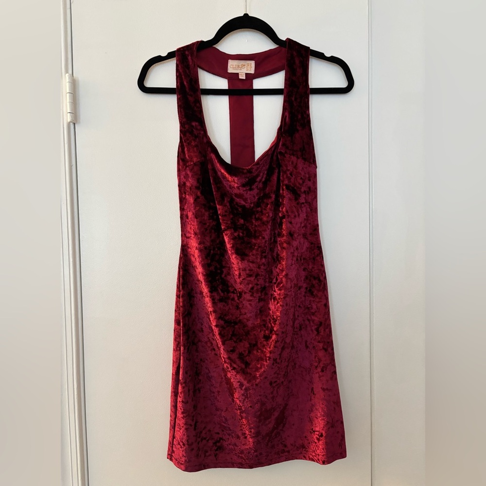 Crushed Velvet Red Dress